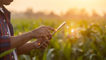 fermier pe camp cu tableta